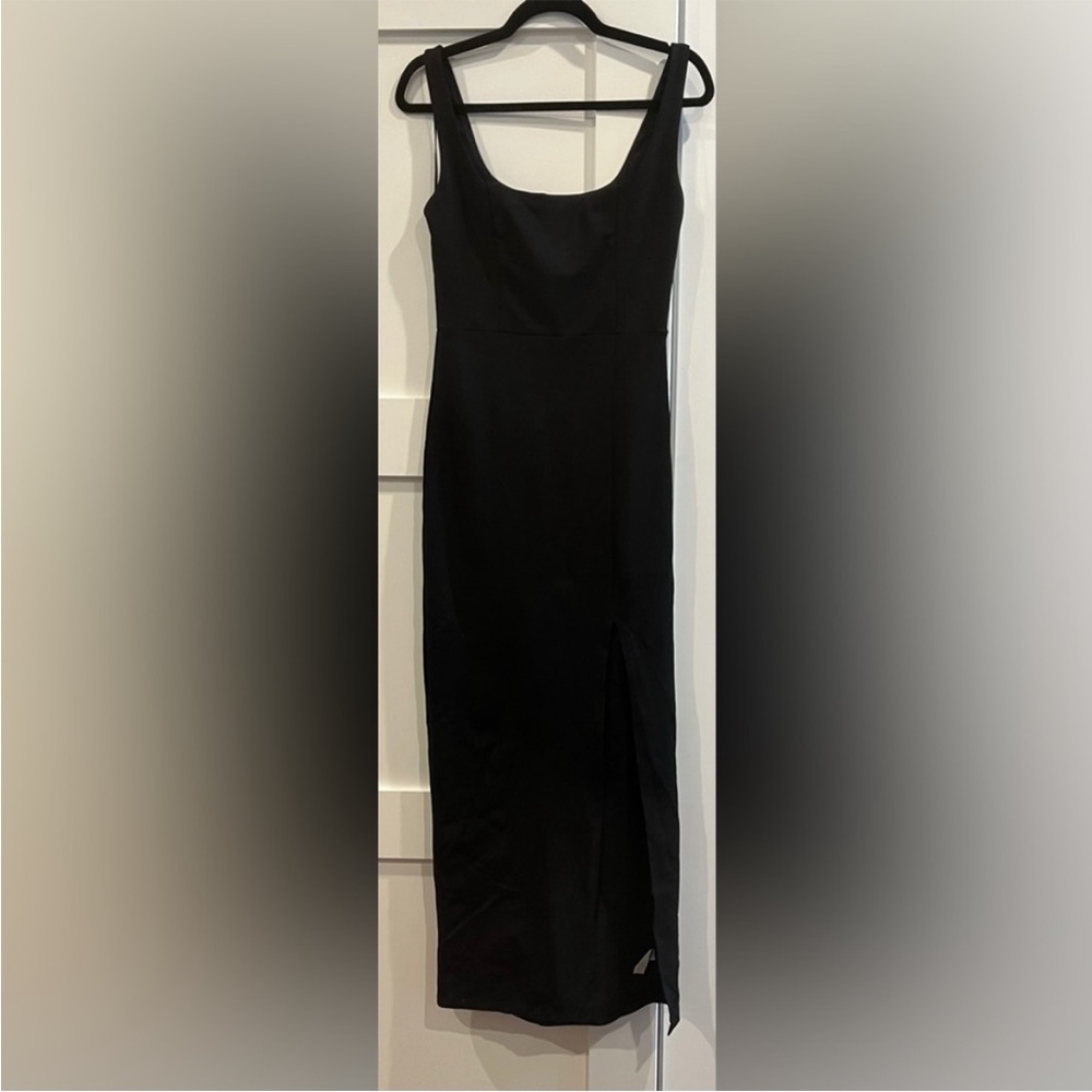 Black Square-Neck Maxi Dress with Front Slit | Small - Picture 4 of 6